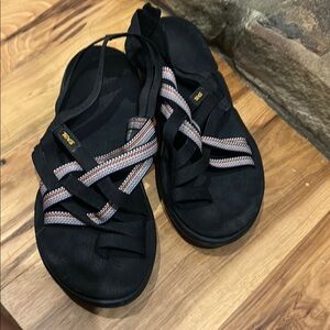 Teva Black Sandals with Striped Straps